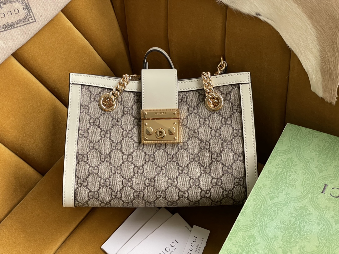 GUCCI PADLOCK GG SMALL SHOULDER BAG 498156 ( white )