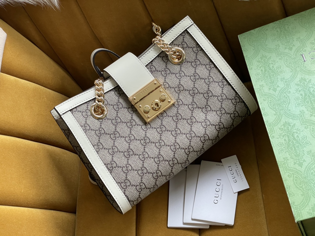 GUCCI PADLOCK GG SMALL SHOULDER BAG 498156 ( white )