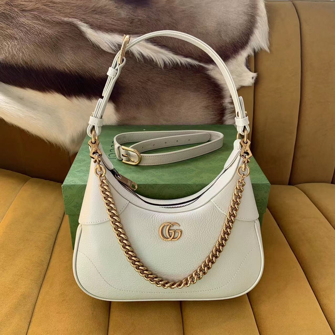 GUCCI Aphrodite small shoulder bag in White Leather