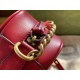 Red Leather GG Marmont Matelassé Small Bag Zip