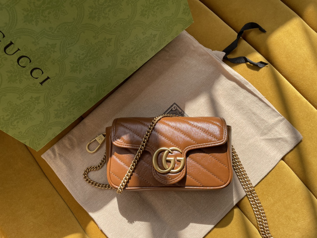 GG Marmont super mini bag - Gucci Brown 