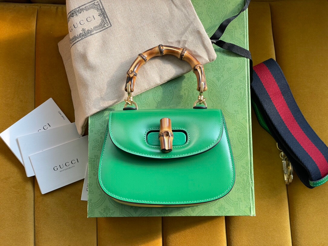 Gucci 686864 Gucci Bamboo 1947 Mini Top Handle Bag Green