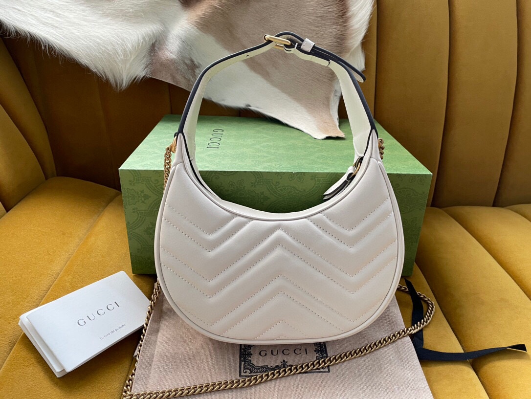 GG Marmont half-moon-shaped mini bag White