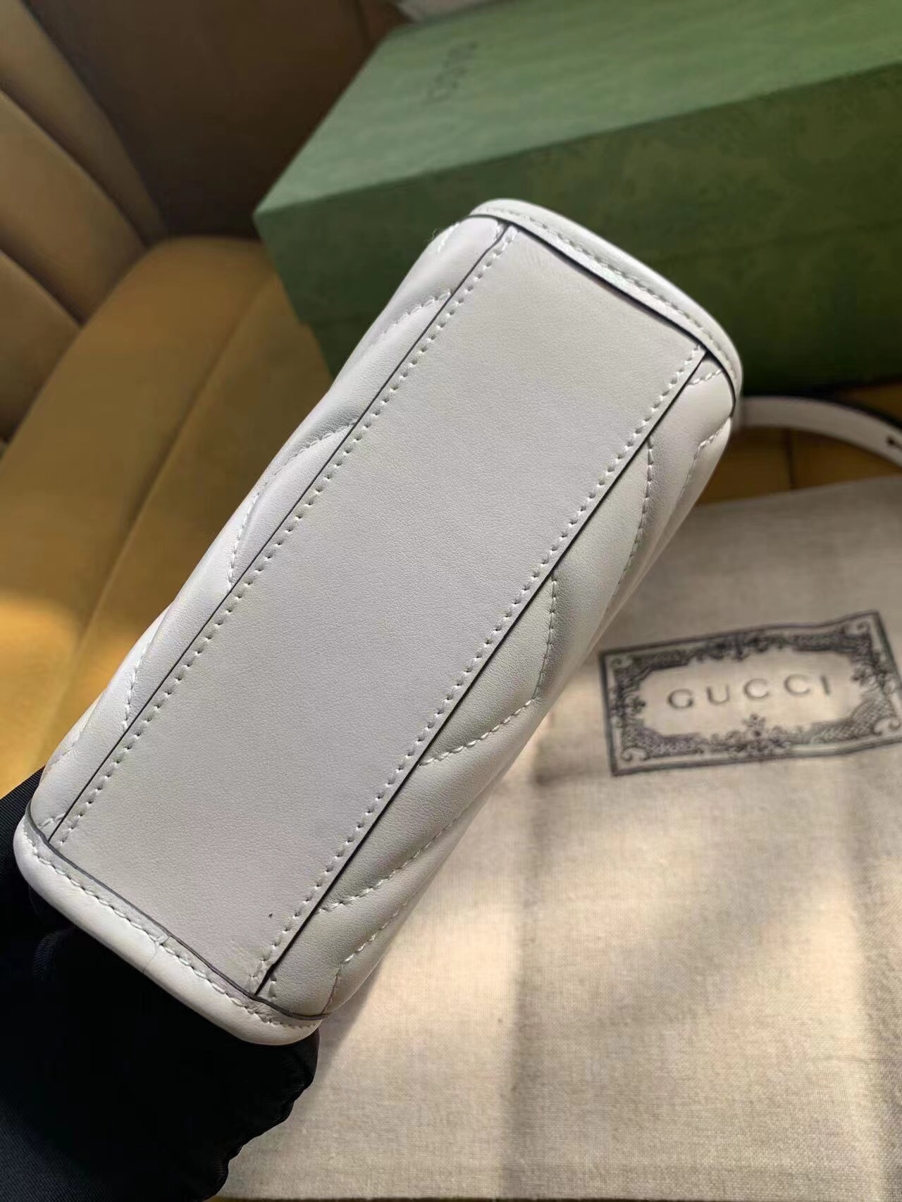 GUCCI GG Marmont Quilted mini 2-way Bag White